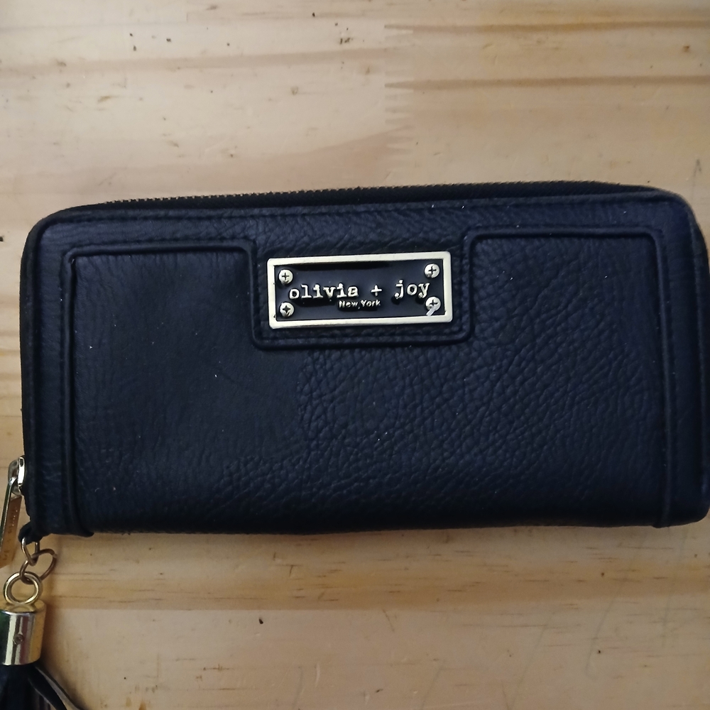 Olivia + Joy Black Wallet with Gold Accents